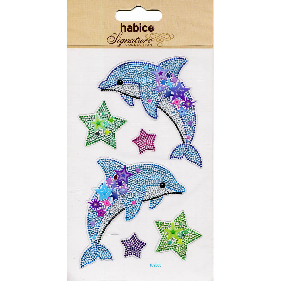 CRYSTAL STICKERS DOLPHINS 10PCS