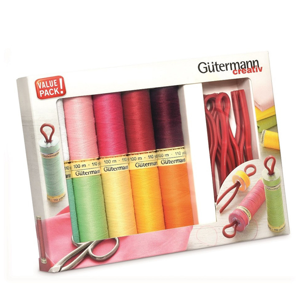 SEWING THREAD SET WITH 10 BOBBIN CLIPS