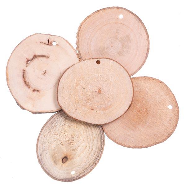 WOODEN DISCS 5PCS WITH HOLE